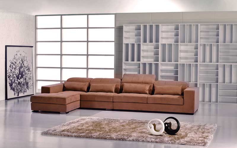 Contemporary Brown Microfiber Sectional Sofa | Fabric Sectional .