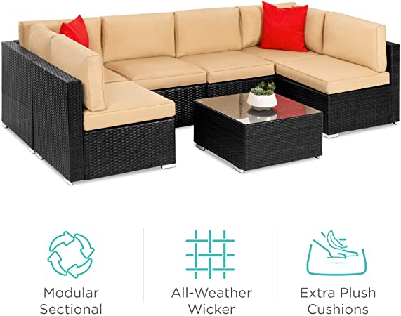 Amazon.com: Best Choice Products 7-Piece Modular Outdoor Sectional .