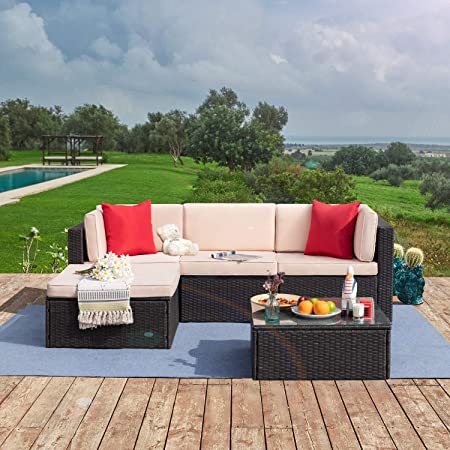 Amazon.com: Tuoze 5 Pieces Patio Furniture Sectional Set Outdoor .