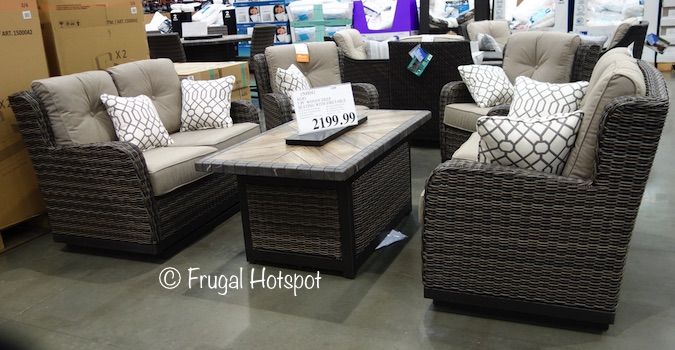 Costco: Agio Eastport 5-Pc Woven Seating Set with Fire Table .