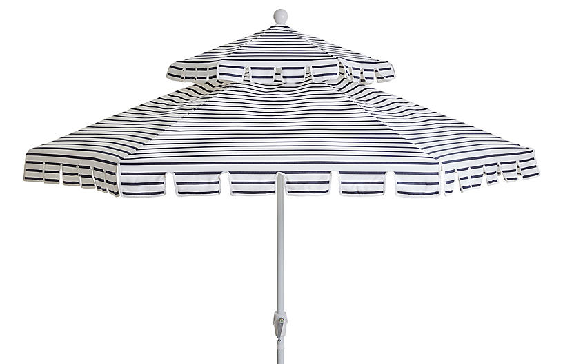 Poppy Two-Tier Patio Umbrella - Indigo Sunbrella | Patio umbrella .