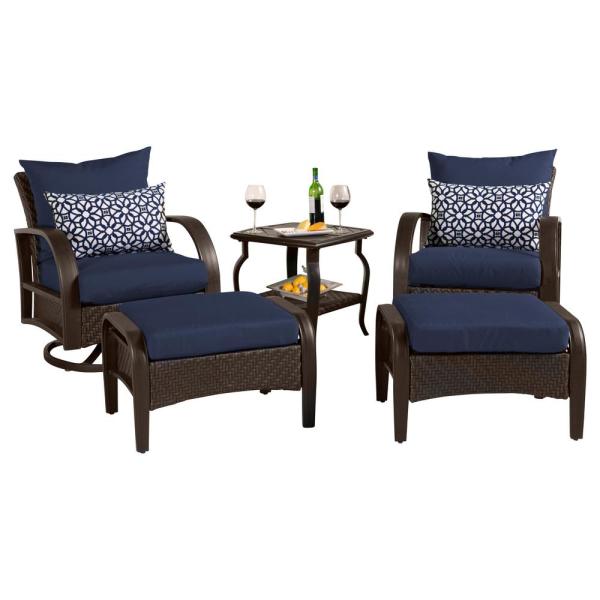 RST Brands Barcelo 5-Piece Motion Wicker Patio Deep Seating .