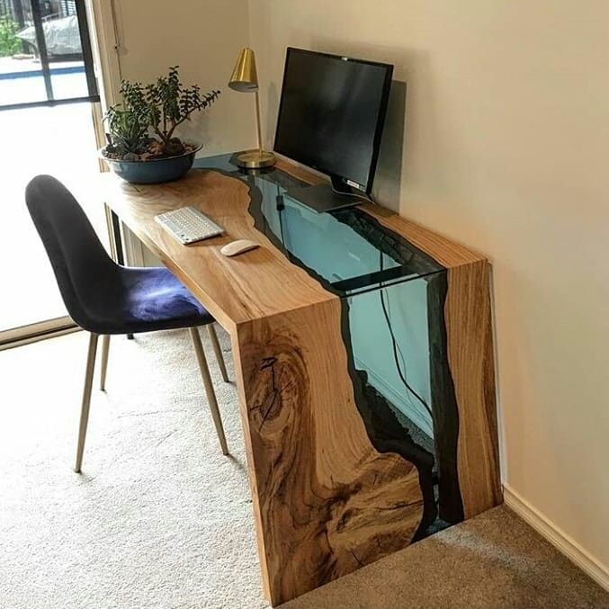 Office – Computer Desk / Epoxy Table #WoodWorking | Wood table .