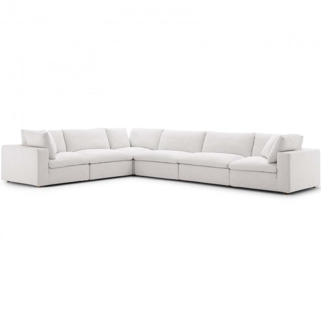 Commix Beige Down Filled Overstuffed 6 Piece Sectional Sofa Set .