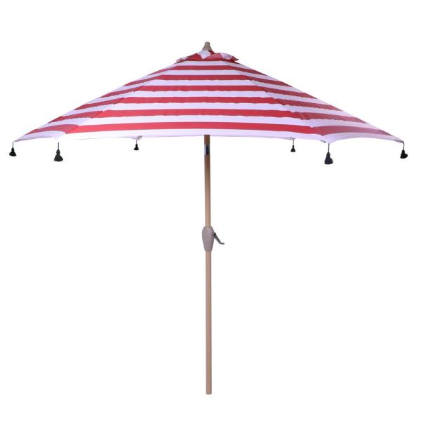 Hampton Bay 9 ft. Aluminum Drape Patio Umbrella with Tassels in .
