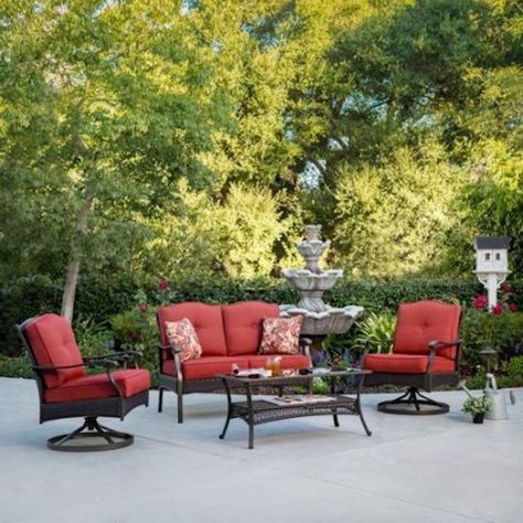 5-Piece Steel Conversation Sets Outdoor Patio Table Swivel Chairs .