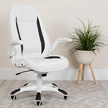 Amazon.com: Flash Furniture High Back White LeatherSoft Executive .