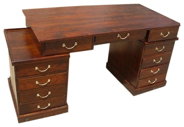 Rustic Solid Wood Home Office Executive Computer Desk with 11 .