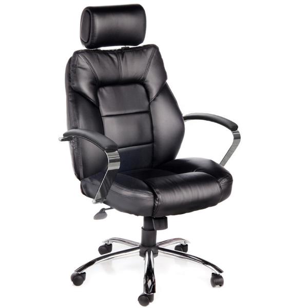 OneSpace Commodore II Black Oversize Leather Chair with Adjustable .