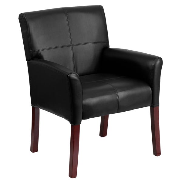 Shop Black Leather with Mahogany-finished Legs Executive Office .
