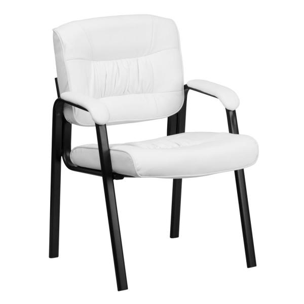 Flash Furniture White Leather Executive Side Chair with Black .