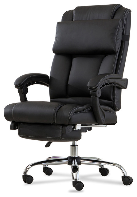 Executive Reclining High-Back Leather Office Chair - Contemporary .