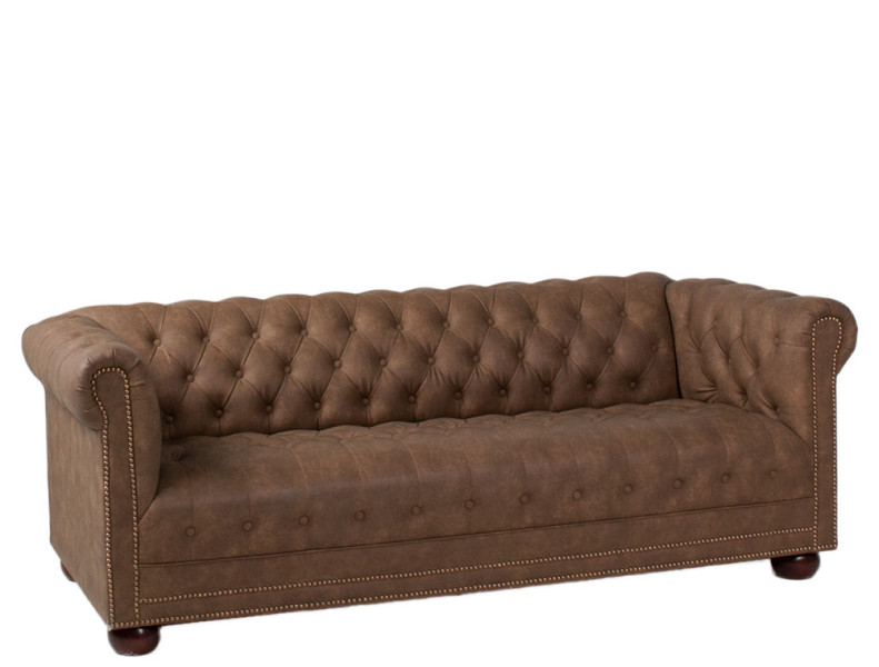 78"w x 35"d Faux Brown Suede Chesterfield Sofa SOF012007 - Arenson .