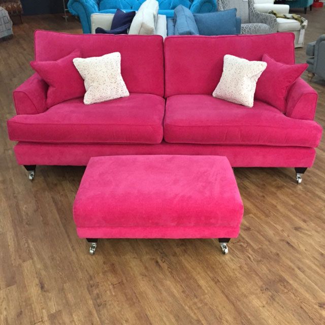 Florence large sofa and footstool in Vogue Hot Pink http://www .