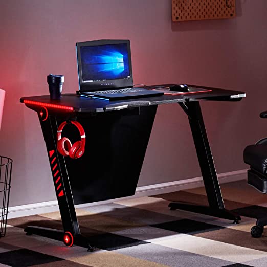 Amazon.com: Merax 47'' Gaming Computer Desk 7 Color LED Lights Z .