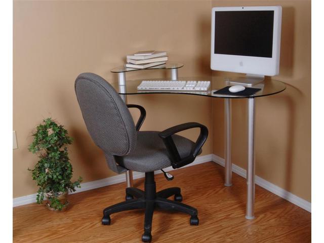 Clear Glass Corner Computer Desk with Monitor Stand - Newegg.c