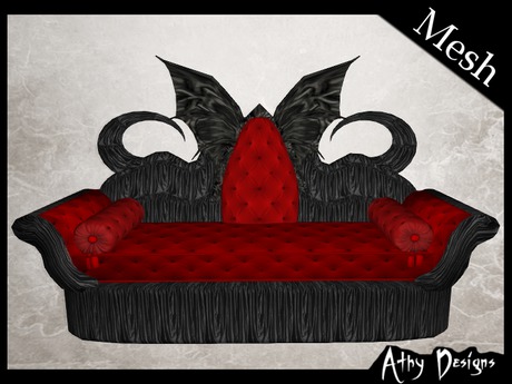 Second Life Marketplace - Mesh Gothic Wings Sofa With Bat Wings .