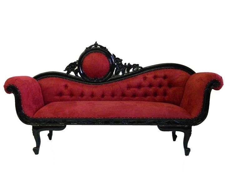 Black and red couch sofa victorian goth gothic furniture decor .