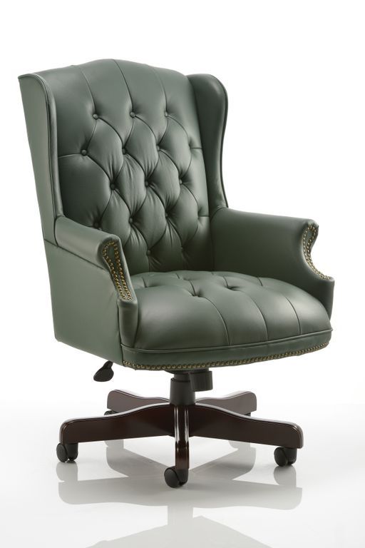 Green Leather Office Chair | Leather office chair, Best leather .