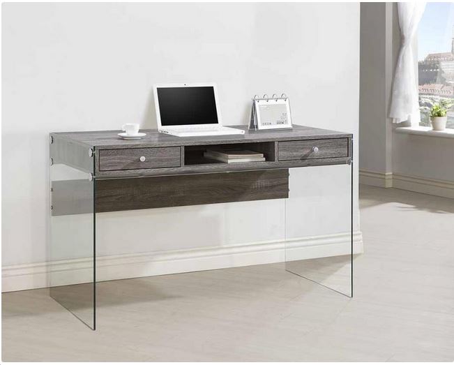 3-drawer Brennan Office Desk Weathered Grey by Coaster 8005