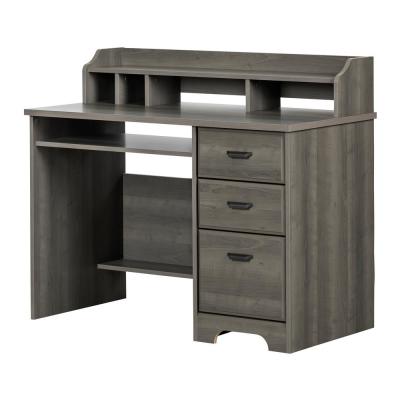 South Shore 44.75 in. Gray Maple Rectangular 3 -Drawer Computer .