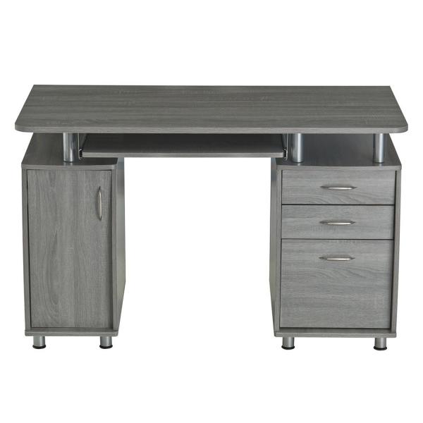 Techni Mobili 48 in. Rectangular Gray 3 Drawer Computer Desk with .
