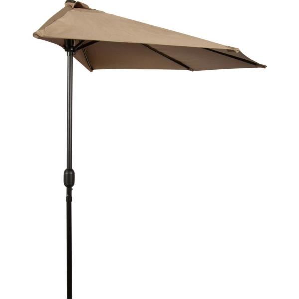 Trademark Innovations 9 ft. Market Half Patio Umbrella in Tan .