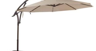 Hampton Bay 11 ft. LED Round Offset Outdoor Patio Umbrella in .