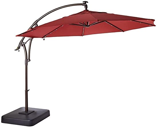 Amazon.com : Hampton Bay 11 ft. LED Round Offset Patio Umbrella in .