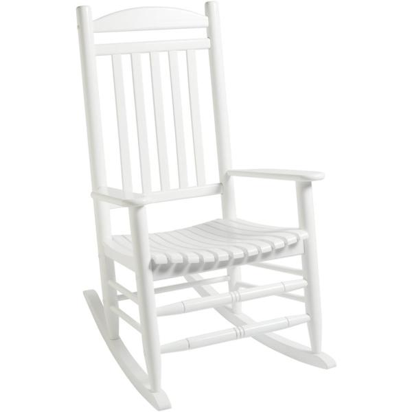 Hampton Bay Glossy White Wood Outdoor Rocking Chair IT-130828W .