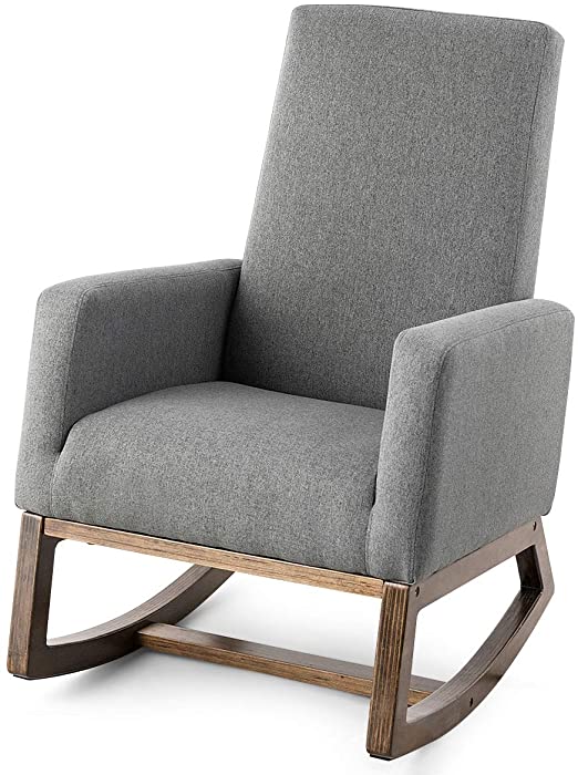 Amazon.com: Giantex Upholstered Rocking Chair, Modern High Back .