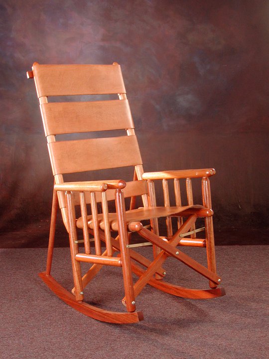 Costa Rica Rocking Chair - High Back - Natural Leather and .