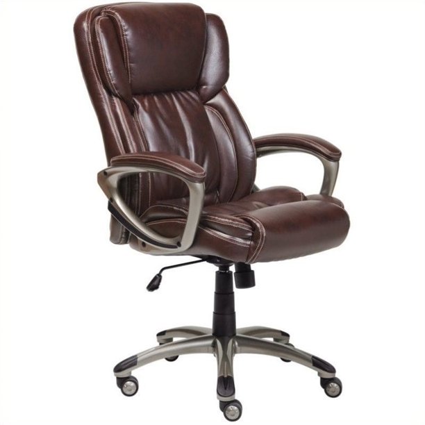 Kingfisher Lane Executive Office Chair in Brown Bonded Leather .