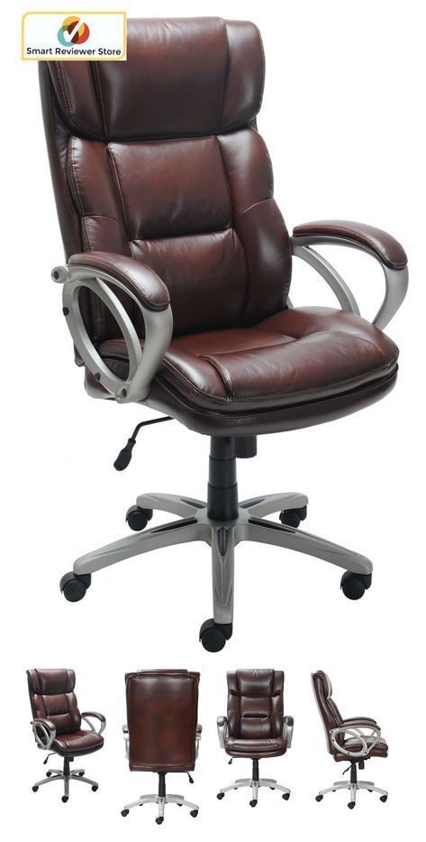 Broyhill Bonded Large Leather Desk Chair Office Arms Wheels .