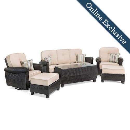 Breckenridge 6pc Patio Furniture Set w/ Natural Tan Cushion | La-Z-B