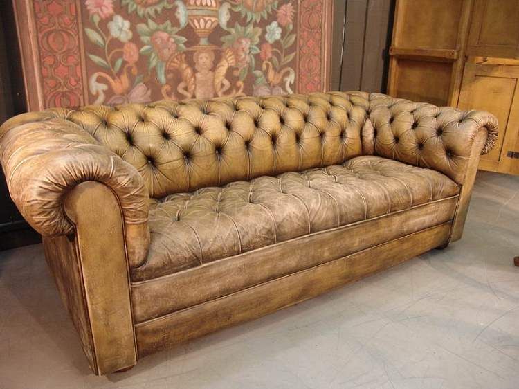 French Vintage Leather Chesterfield Sofa - SOLD - | Chesterfield .