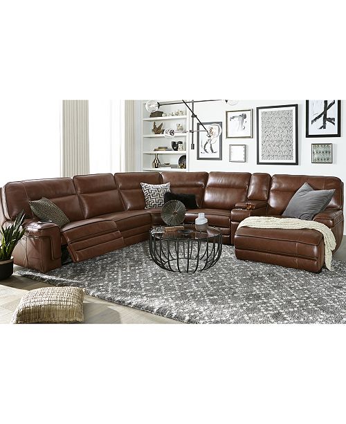 Furniture CLOSEOUT! Myars 6-Pc. "L" Shaped Leather Sectional Sofa .