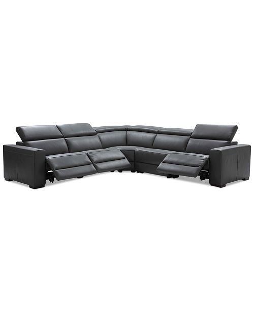 Furniture Nevio 5-pc Leather "L" Shaped Sectional Sofa with 3 .