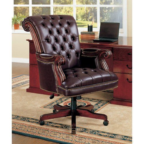 Coaster Traditional Executive Office Chair Nail head Trim Tufted .