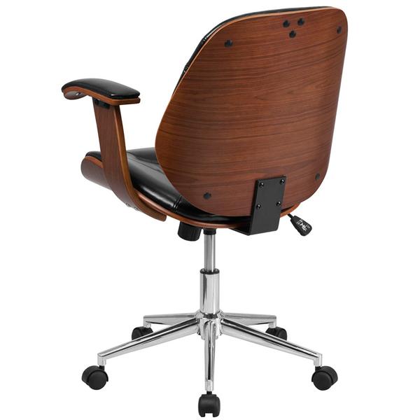 Flash Furniture Mid-Back Black Leather Executive Wood Swivel .
