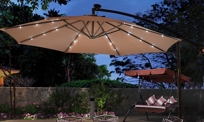 10' Hanging Solar-Powered LED Patio Umbrella | Group