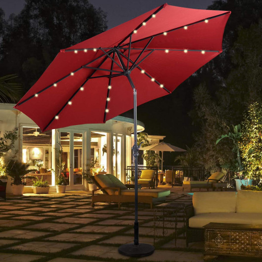 Giantex 10ft Solar Patio Umbrella with LED Lighted - Outdoor .