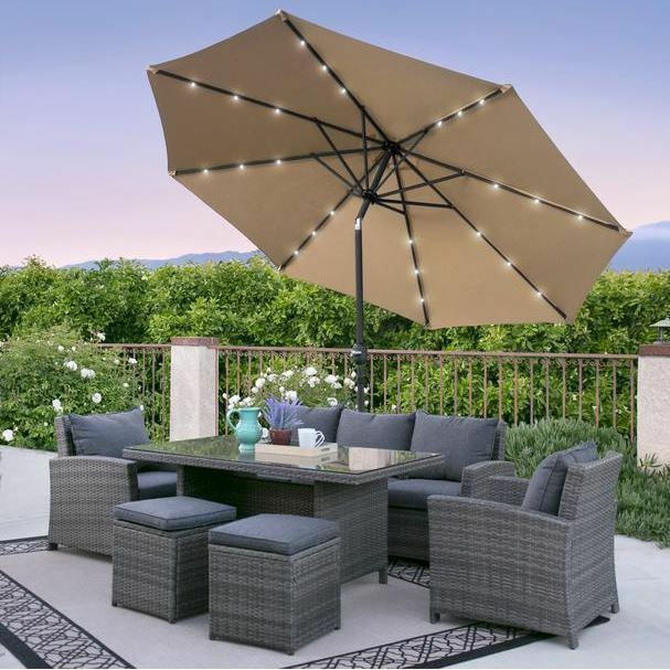 Large Patio Umbrella Outdoor Folding Sunbrella 10ft Deluxe Solar .