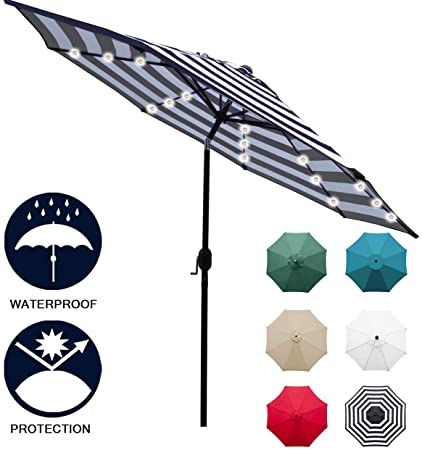 Amazon.com : Sunnyglade 9' Solar 24 LED Lighted Umbrella with 8 .