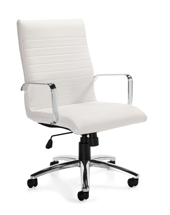 White Luxhide Ribbed Modern Executive Office Chair OTG1173