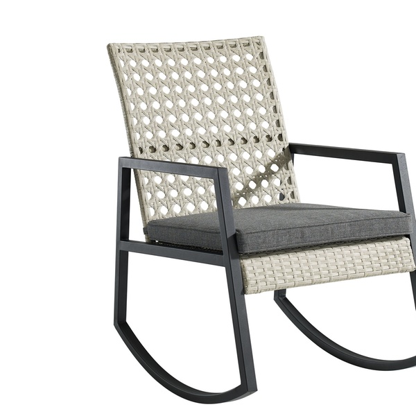 Offex Modern Patio Rattan Rocking Chair - Light Grey/Grey | Group