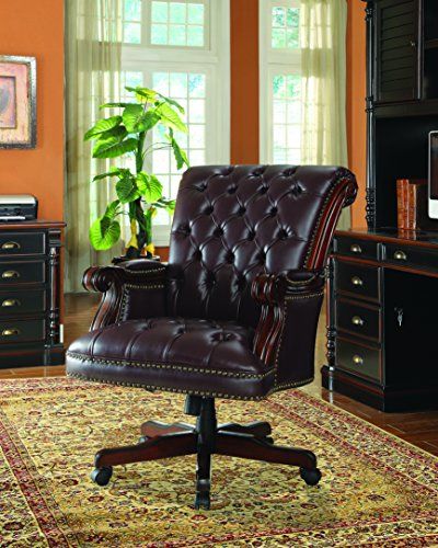 Coaster Traditional Executive Office Chair, Nail head Trim Tufted .