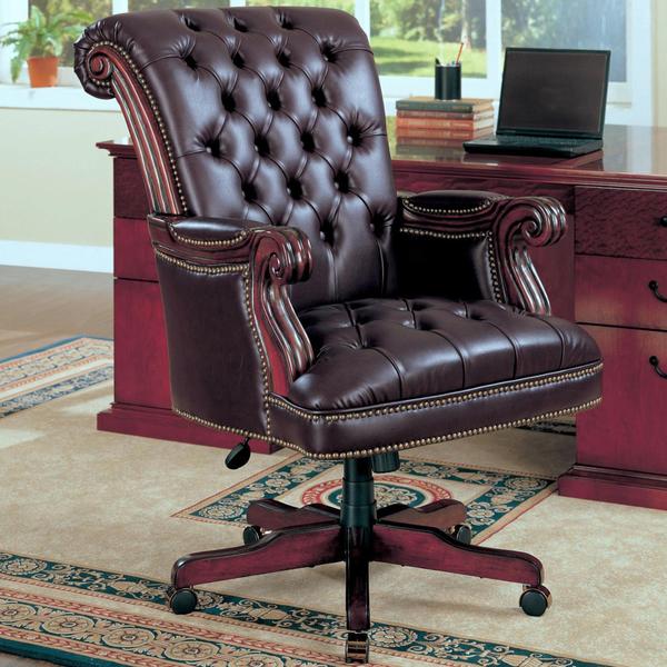 Shop Plush Rolled Back Design Traditional Button Tufted Executive .
