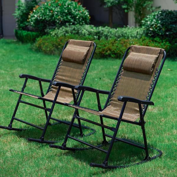 Patio Festival Brown Metal Outdoor Rocking Chair PF18266 - The .