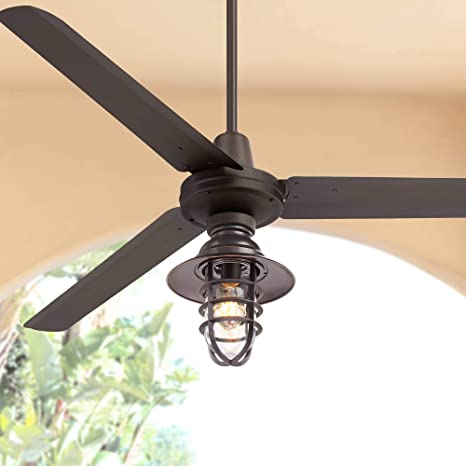 60" Turbina Industrial Outdoor Ceiling Fan with Light LED Remote .
